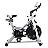 NexHT Fitness Exercise Cycle Bike, Indoor Spin Workout Cycling Bike with LCD Monitor& Heart Pulse Sensors,Max User Weight:280lbs,Full Adjustable Health Sport Trainer Stationary Bicycle. (White 89100A)