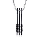 Meyiert Stainless Steel “only love” Perfume Bottle Cremation Cylinder Urn Pendant Necklace,Free Chain (Black)