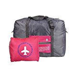 Kansoon Waterproof Foldable Storage Luggage Bag for Travel Camping, Sports Gear or Gym, Super Lightweight Large Capacity,Can Attach on the Handle of Suitcase (rose red)