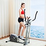 Excersize Equipment For Home Gym Magnetic Elliptical Trainer Grey Workout Machine Adjustable Resistance Hand Pulse Monitoring System