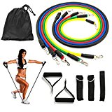 Resistance Bands Set, Koncle Exercise Bands, Fitness Bands Include 5 Exercise Bands, Door Anchor, Foam Handles, Ankle Straps and Waterproof Carrying Case, for Resistance Training , Sports & Outdoors