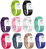 Fitbit Charge 2 Elastomer Band, BeneStellar 10 Plain Colors Silicone Bracelet Strap Replacement Band for Fitbit Charge 2 (Gray, Small (5.7″-7.8″))