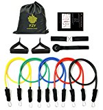 11pc Resistance Band Set,Exercise Bands,Fitness Bands,Includes 5 Exercise Tubes,1 Door Anchor,2 Ankle Straps,2 Handles,1 Bag,For Resistance Training,Fat Burning Resistance Rope,Workout Bands