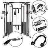 XMark Functional Trainer Cable Machine with Dual 200 lb Weight Stacks, 19 Adjustments, and an UPGRADED Accessory Package (Gray or White) (GRAY)