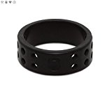 Qalo Women’s Perforated Silicone Ring, Black, Size 8