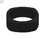 Qalo Men’s Compass-MCL13 Silicone Ring, Black, Size 13