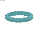 Qalo Women’s Stackable Twist Silicone Ring, Aquamarine, Size 9