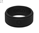 Qalo Men’s Step Edge-MSB08 Silicone Ring, Black, Size 8