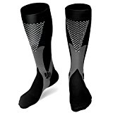 SUNFUNG Graduated Compression Socks 20-30 mmhg For Nurses Cycling Runners Fitness Weight Lifting Maternity Teachers For Men and Women S/M (Black)