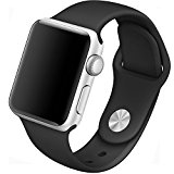 Piwjo Silicone Apple Watch Band and Replacement Iwatch Bands Series 1, Series 2(Black, 38mm S/M)