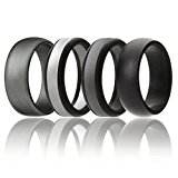 Silicone Wedding Ring For Men By SOLEED Rings (Power X Series), 4 Pack Silicone Rubber Wedding Band, Black, Grey, Silver – size 11