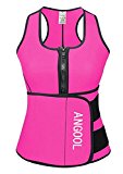 ANGOOL Waist Trainer Neoprene Sauna Vest with Zipper Adjustable Tank Top Vest (Pink, Small)