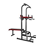 Happybuy Power Towers Adjustable Height Multistation Power Tower 550LBS Dip Bar and Pull Up Station Home Fitness Workout Station (363 with Bench Press)