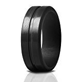 SacoBand Silicone Ring Wedding Bands for Men (Black, 9.5 – 10 (19.8mm))