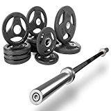 Combo offer XMark Fitness 7 ft. Olympic Excercise Bar XM-3817-BLACK With Premium Quality Rubber Coated Tri-grip Olympic Weights set XM-3377-BAL-255