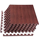 [Upgrade] 6 Tiles Foam Mats, Superjare Extra Thick (9/16″) Interlocking Tiles, Protective Flooring Mat Dark Wood Grain