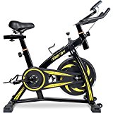 Merax indoor Cycling Bike Cycle Trainer Exercise Bicycle (Yellow.)