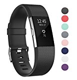 Fitbit Charge 2 Bands, BeneStellar Silicone Bracelet Strap Replacement Band for Fitbit Charge 2 (Small (5.7″-7.8″), B# Black)