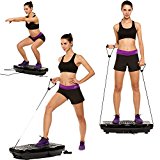 (US STOCK)Body Fitness Vibration Platform Workout Trainer Machine,Home Office Trainer Full Body Exercise Vibration Machine With Remote Control & Balance Straps USB Speaker (Normal Black)