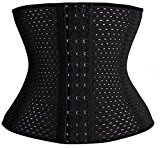 Waist Trainer Belt for Weight Loss Sport Workout Body Shaper Tummy Fat Burner (Black, Medium (Waist 28-30inch))