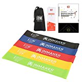 INMAKER Resistance Loop Bands with Workout EBook, 2 Optional Levels, Heavy Exercise Bands for Legs, Set of 5, Fitness Bands for Physical Therapy
