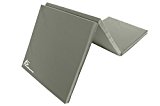 ProSource Tri-Fold Folding Thick Exercise Mat 6’x2’ with Carrying Handles for MMA, Gymnastics Core Workouts, Grey