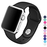 Piwjo Silicone Apple Watch Band and Replacement Iwatch Bands Series 1, Series 2 ,Series 3(Black, 42mm M/L)