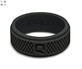 Qalo Men’s Crosshatch Q2X Silicone Ring, Dark Grey, Size 12