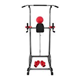 Happybuy Power Towers Adjustable Height Multistation Power Tower 550LBS Dip Bar and Pull Up Station Home Fitness Workout Station (361 with Punching Ball)