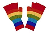 Gravity Threads Unisex Warm Half Finger Stretchy Knit Gloves, Rainbow