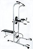 Ader Adjustable Muti-Function VKR Power Tower Chin/ Dip Ab Station w/ Sit Up Bench for Home Fitness