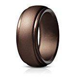 Saco Band Silicone Rings for Men – Single Rubber Wedding Bands (Shiny Bronze, 9.5 – 10 (19.8mm))