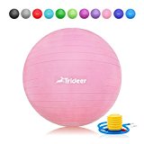 Exercise Ball – Pro Gym Quality 2000lbs Anti-Burst Birthing Ball, Ball Chair, Yoga Balance Ball with Pump, Extra Thick Static Strength Stability Ball (Office and Home) (Pink (Matte surface), 55cm)