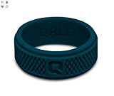 Qalo Men’s Crosshatch Q2X Silicone Ring, Deep Blue, Size 13
