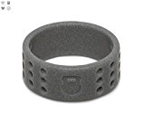 Qalo Men’s Perforated Silicone Ring, Smoke Grey, Size 8
