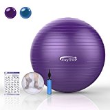 65cm Exercise Ball EXTRA THICK Frosted Surface 2200lb Capacity -Stability Ball, Yoga Ball, Birth Ball, Balance Ball, Pilates Ball, Fitness Ball -Includes: Yoga Socks, User Manual, Quick Pump