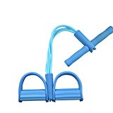 ANONE Sports Resistance Bands with Pedal and 4 tubes for Fitness Tubing Exercise Pulling Rope Sit-up Bar Exercise Device Equipment (Blue)