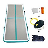 Inflatable Tumbling Gymnastic Air floor Mat Track Cheerleading for Home Use/Cheerleading/Beach/Park and Water (light green)