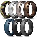 Saco Band Silicone Rings for Men – 7 Pack Rubber Wedding Bands