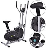 Gymax 2 IN 1 Elliptical Fan Trainer Exercise Bike Indoor Home Cycling Fan Bike Exercise Machine (With Central Handlebar)