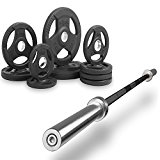 Combo offer XMark Fitness 7 ft. Olympic Excercise Bar XM-3817-BLACK With Premium Quality Rubber Coated Tri-grip Olympic Weights set XM-3377-BAL-95