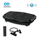 URSTAR Fitness Vibration Platform Exercise Machine, Whole Body Shape and Workout Trainer with Resistance Band and Remote Control (Black with bluetooth)