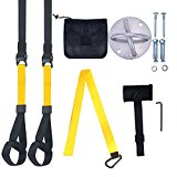 Bodyweight Resistance Trainer Strap With Wall Mount Bracket Kits For Suspension Training, Home Gym, Work Out, Exercise, Fitness, Outdoor (Yellow-Black, 1 Pack)