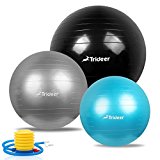 Trideer Exercise Ball Anti-Slip & Anti-Burst Balance Ball, Birthing Ball, Ball Chair, Professional Grade Yoga Pilate Ball with Pump, 2000lbs Extra Thick Core Cross Training Ball (Black, 75cm)