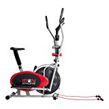 Elliptical 4-in-1 Cross Trainer Exercise Bike, Home Gym Equipment, Compact Design, Pulse Sensors, Hand Weights, Resistance Bands + BONUS Sports Water Bottle – ON SALE!