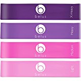 Resistance Bands by Belus with Carry Bag, Video Download and eBook. Set of Four Loop Bands for Exercise, Rehabilitation and Fitness (Pink and Purple – Boxed)