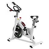 ELEPAWL Fitness Exercise Bike, Indoor Cycling Bike Large Weight Capacity Stationary Bike with Adjustable Saddle for Aerobic Cycling Indoor Riding Health and Fitness Home Gym (330LB-White)