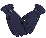 OZERO Thermal Gloves, Deerskin Suede Leather Winter Running Cycling Glove – Sensitive Touch Screen Fingertips and Silky Velour Fleece Lining – Warm Hand in Cold Weather for Ladies/Girls (Purple,Large)
