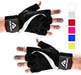 ACHIEVE FIT Weightlifting Gloves – Firm Grip, Control & Comfort for Weight lifting, Crossfit Training, Gym Workout – Standard or With Wrist Wraps (PAIR) (Large, Wrist Wraps – Black White)