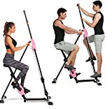Vertical Climber Machine – Foldable 2 in 1 Stair Climber Machine – Adjustable Arms Cardio Stepper – Home Office Gym Body Training Fitness Workout (Pink)